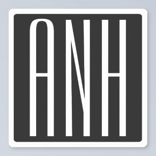 Initials Monogram White On Black