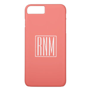 Initials Monogram   White On Coral iPhone 8 Plus/7 Plus Case