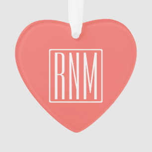 Initials Monogram White On Coral Ornament