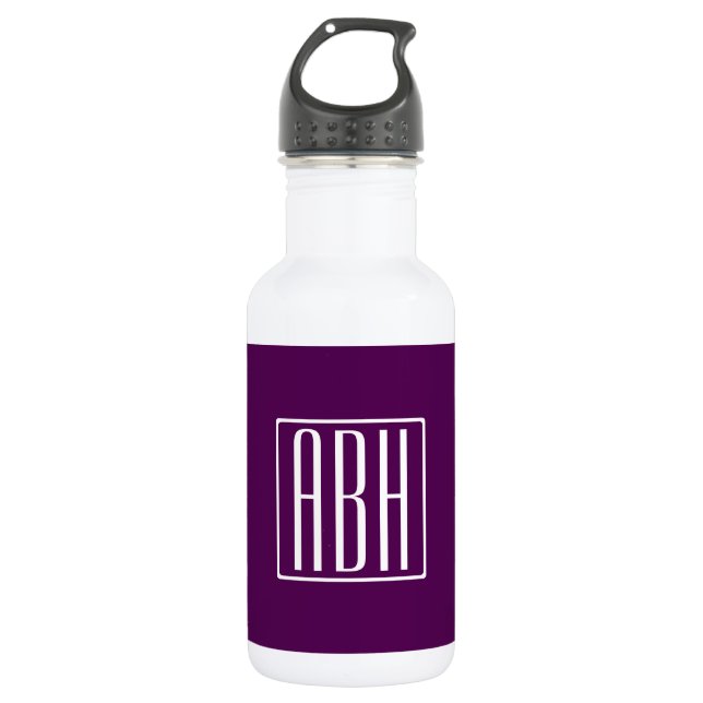 Initials Monogram | White On Deep Purple 532 Ml Water Bottle (Front)