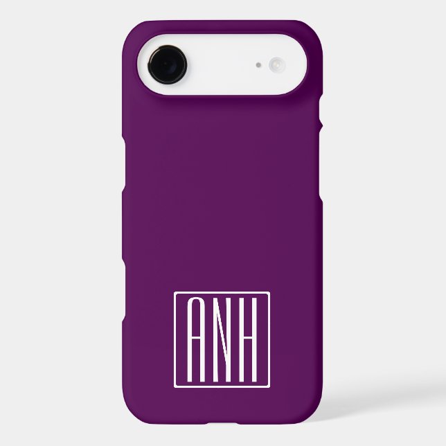 Initials Monogram | White On Deep Purple Case-Mate iPhone Case (Back)