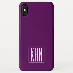 Initials Monogram   White On Deep Purple iPhone XS Max Case