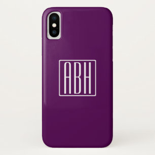 Initials Monogram   White On Deep Purple iPhone X Case