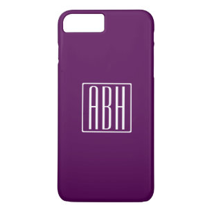 Initials Monogram   White On Deep Purple iPhone 8 Plus/7 Plus Case