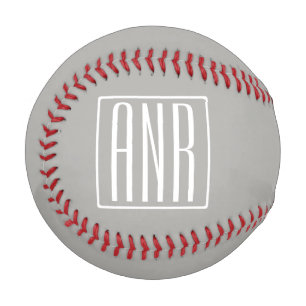 Initials Monogram White On Light Grey Baseball