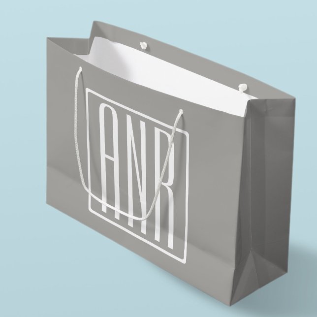Initials Monogram | White On Light Grey Large Gift Bag (Creator Uploaded)