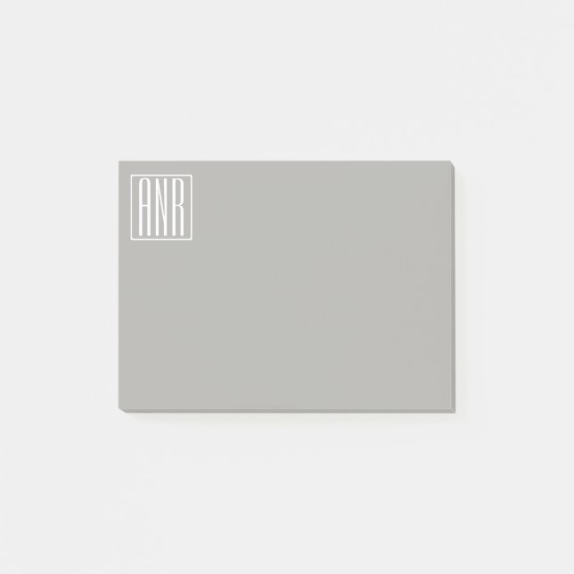 Initials Monogram | White On Light Grey Post-it Notes (Front)