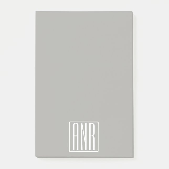 Initials Monogram | White On Light Grey Post-it Notes (Front)