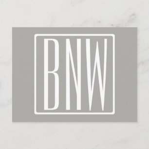 Initials Monogram   White On Light Grey Postcard