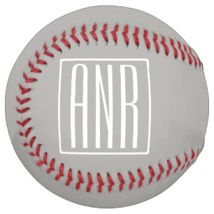 Initials Monogram White On Light Grey Softball