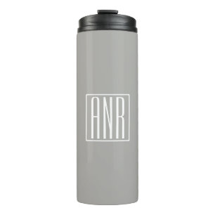 Initials Monogram   White On Light Grey Thermal Tumbler
