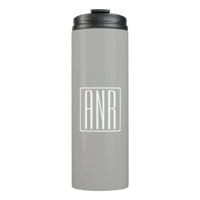 Initials Monogram | White On Light Grey Thermal Tumbler (Front)