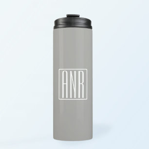 Initials Monogram White On Light Grey Thermal Tumbler