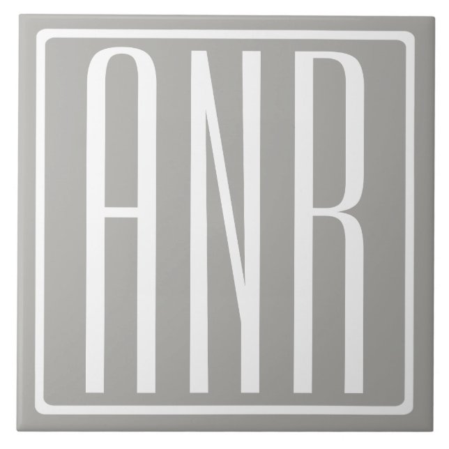 Initials Monogram | White On Light Grey Tile (Front)