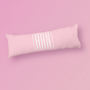 Initials Monogram White On Light Pink Body Cushion