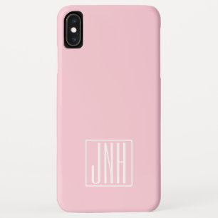 Initials Monogram White On Light Pink iPhone XS Max Case