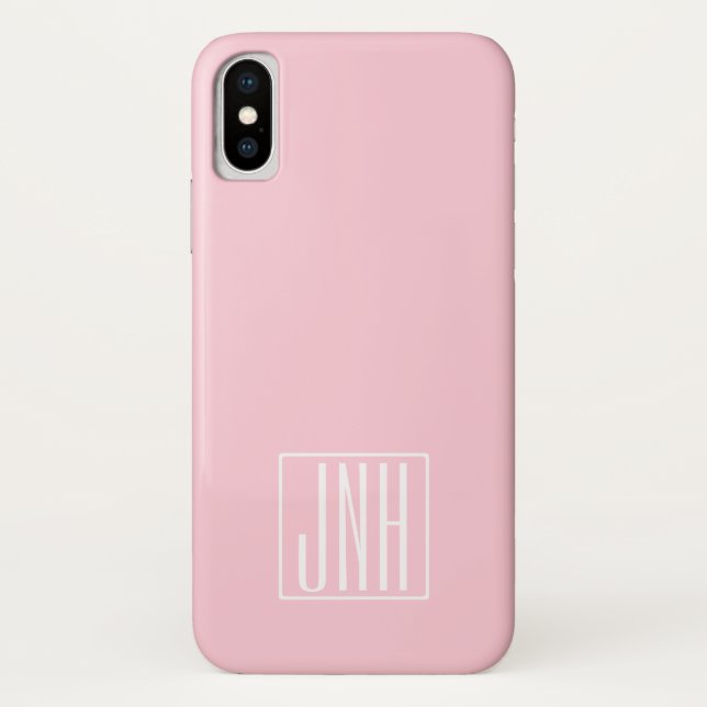 Initials Monogram | White On Light Pink Case-Mate iPhone Case (Back)