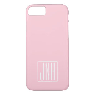 Initials Monogram   White On Light Pink iPhone 8/7 Case