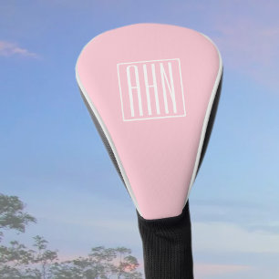 Initials Monogram   White On Light Pink Golf Head Cover