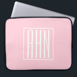 Initials Monogram | White On Light Pink Laptop Sleeve<br><div class="desc">Soft light pink with your custom monogram... upbeat & modern.</div>