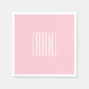 Initials Monogram   White On Light Pink Napkin