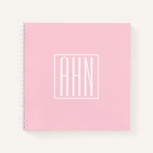 Initials Monogram   White On Light Pink Notebook