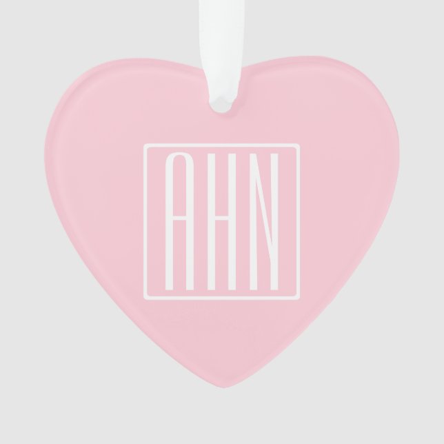 Initials Monogram | White On Light Pink Ornament (Front)