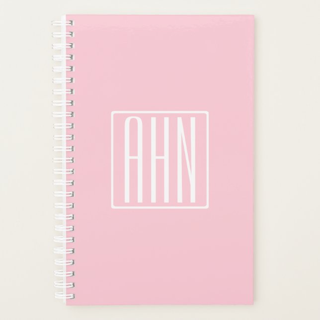 Initials Monogram | White On Light Pink Planner (Front)