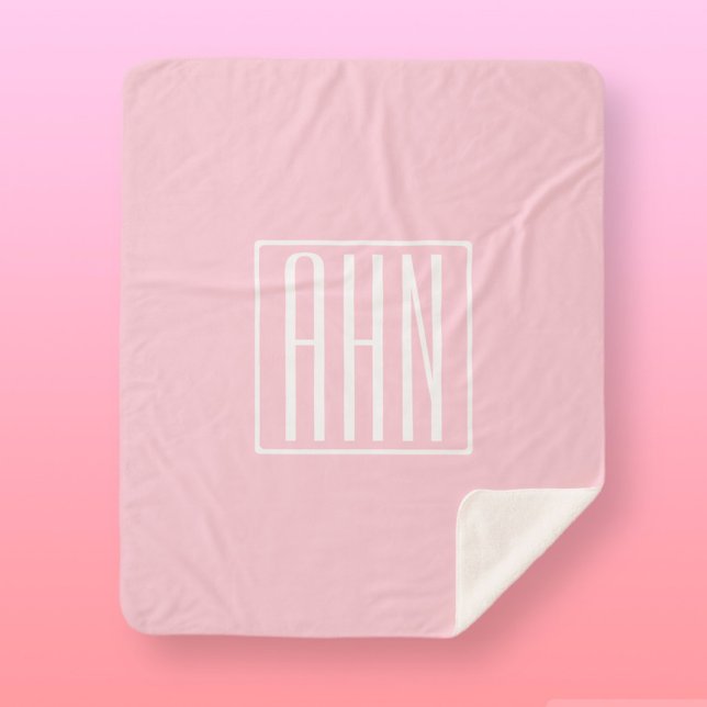 Initials Monogram | White On Light Pink Sherpa Blanket (Creator Uploaded)