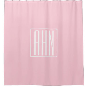Initials Monogram   White On Light Pink Shower Curtain
