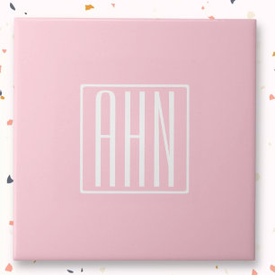 Initials Monogram   White On Light Pink Tile
