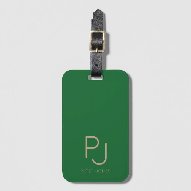 Initials Monogrammed Personalised  Luggage Tag (Front Vertical)