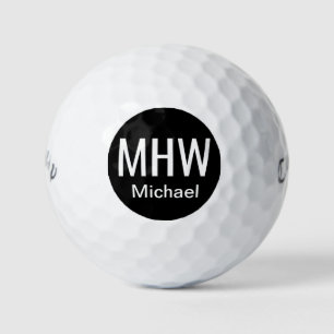 Initials Name Black Golf Balls