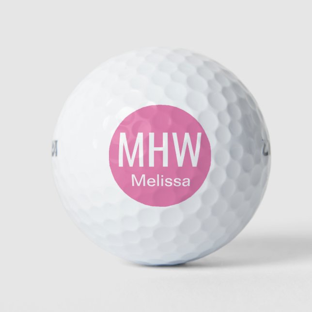 Initials Name Pink Golf Balls (Front)