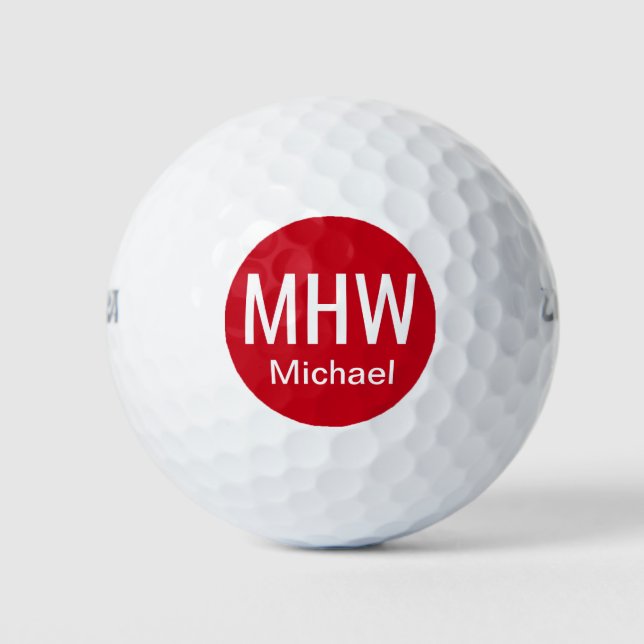 Initials Name Red Golf Balls (Front)