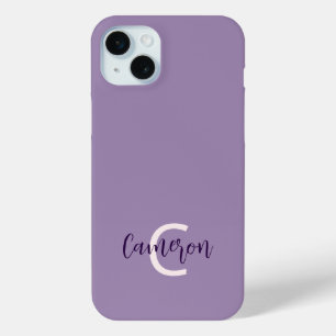 Initials Name Sophisticated Solid Violet iPhone 15 Mini Case