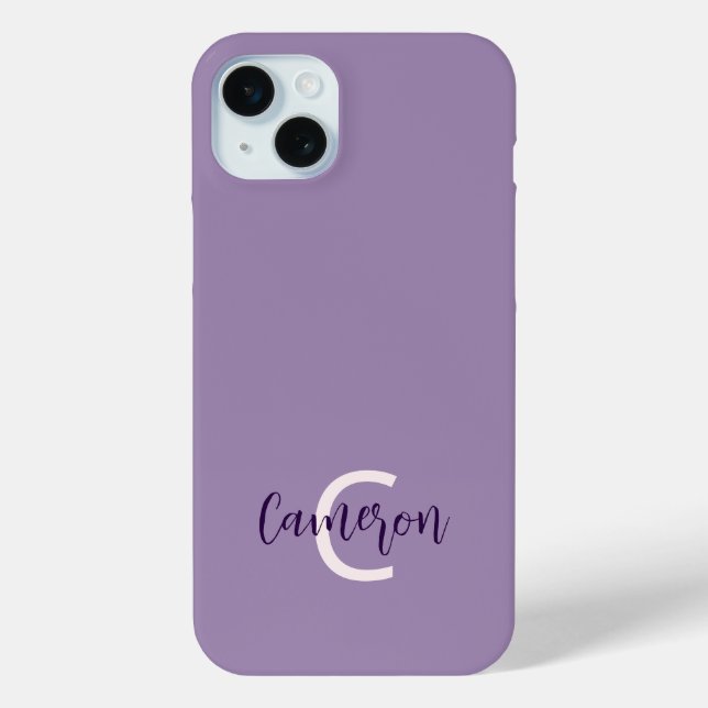 Initials Name Sophisticated Solid Violet Case-Mate iPhone Case (Back)