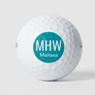 Initials Name Teal Golf Balls