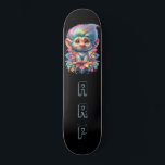 *~* Initials Neon Hair Rainbow Troll AP89 Skateboard<br><div class="desc">(Search code AP89 for Troll items and AP88 for mediaeval theme items ) Easily Transfer to other Zazzle Products. BLACK background Skateboard. The bright and oh so happy NEON Rainbow colours just pop the TROLL images and LETTERS. Customise / Personalise your INITIALS / MONOGRAM. Whimsical and very Adorable Cute funny...</div>
