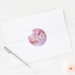 Initials Pink Cherry Blossom Seals