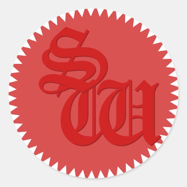 Initials Red Wax Look Envelope Seal Stickers (Front)