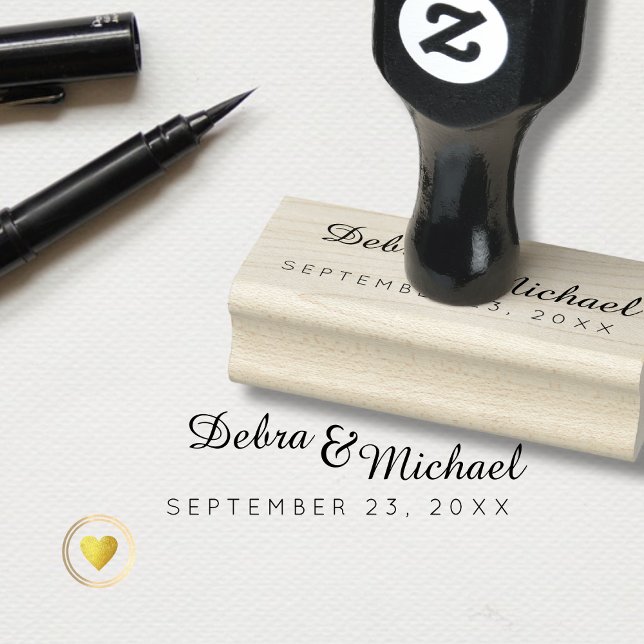 Initials & special date, a simple wedding rubber stamp (Creator Uploaded)
