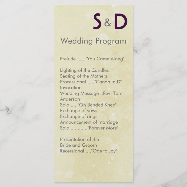 Initials Wedding Programs Programme (Front)