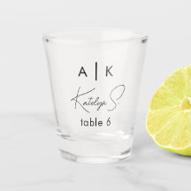Initials Wedding Shot Glass Favour | Table Numbers