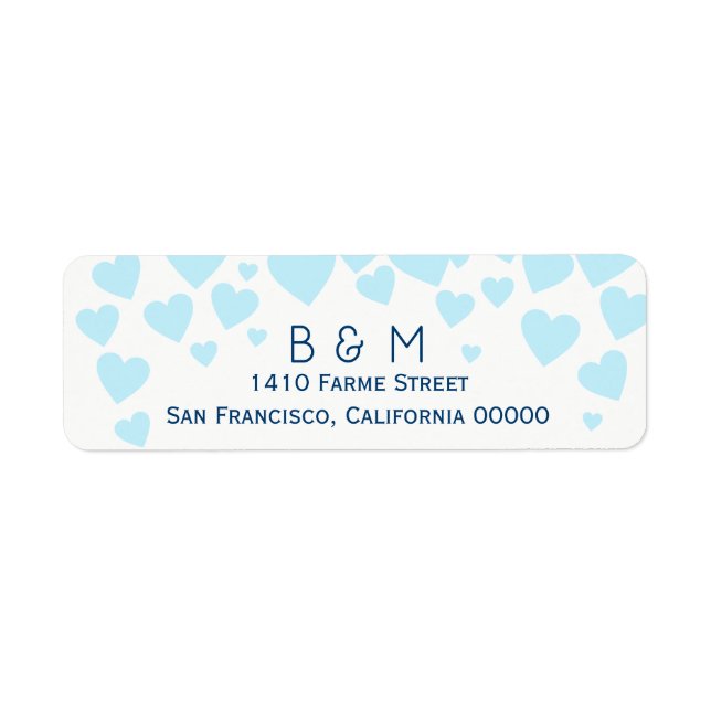 initials with blue love hearts wedding (Front)