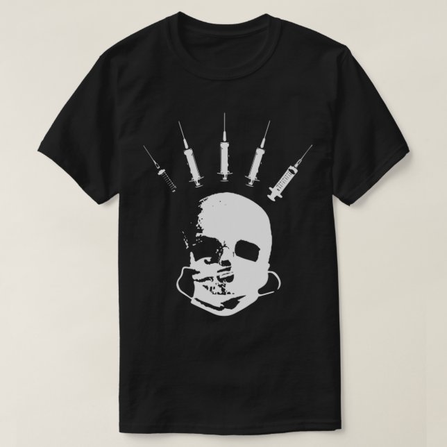 Injection crown skeleton skull with mask face prot T-Shirt (Design Front)