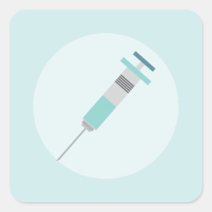 Injection Needle; Pastel Minty Green Square Sticker