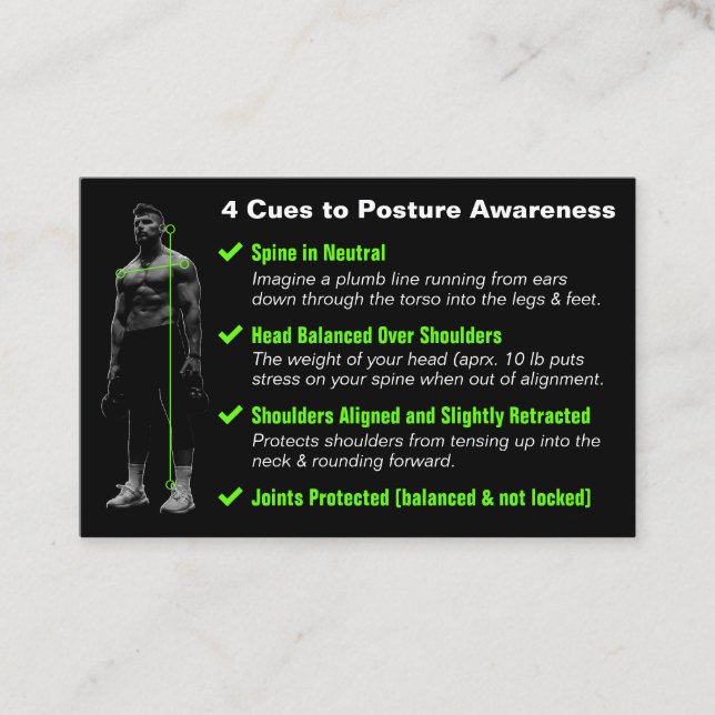 Injury Prevention Posture Awareness Cues Business  Card (Front)