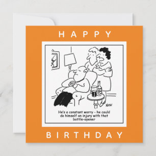 Injury with a Bottle-Opener Worry Cartoon Card