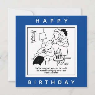 Injury with a Bottle-Opener Worry Cartoon Card